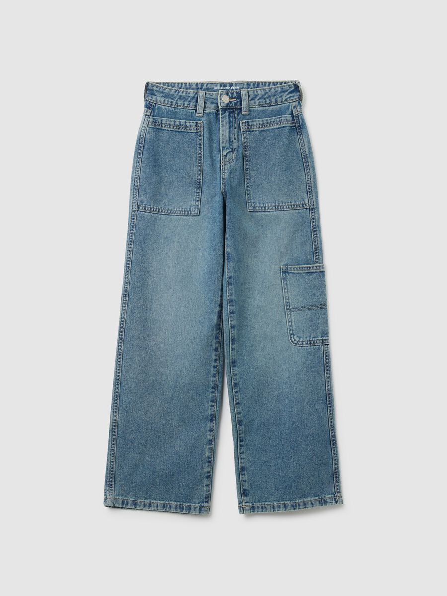 Jeans skater da ragazza in puro cotone denim_0