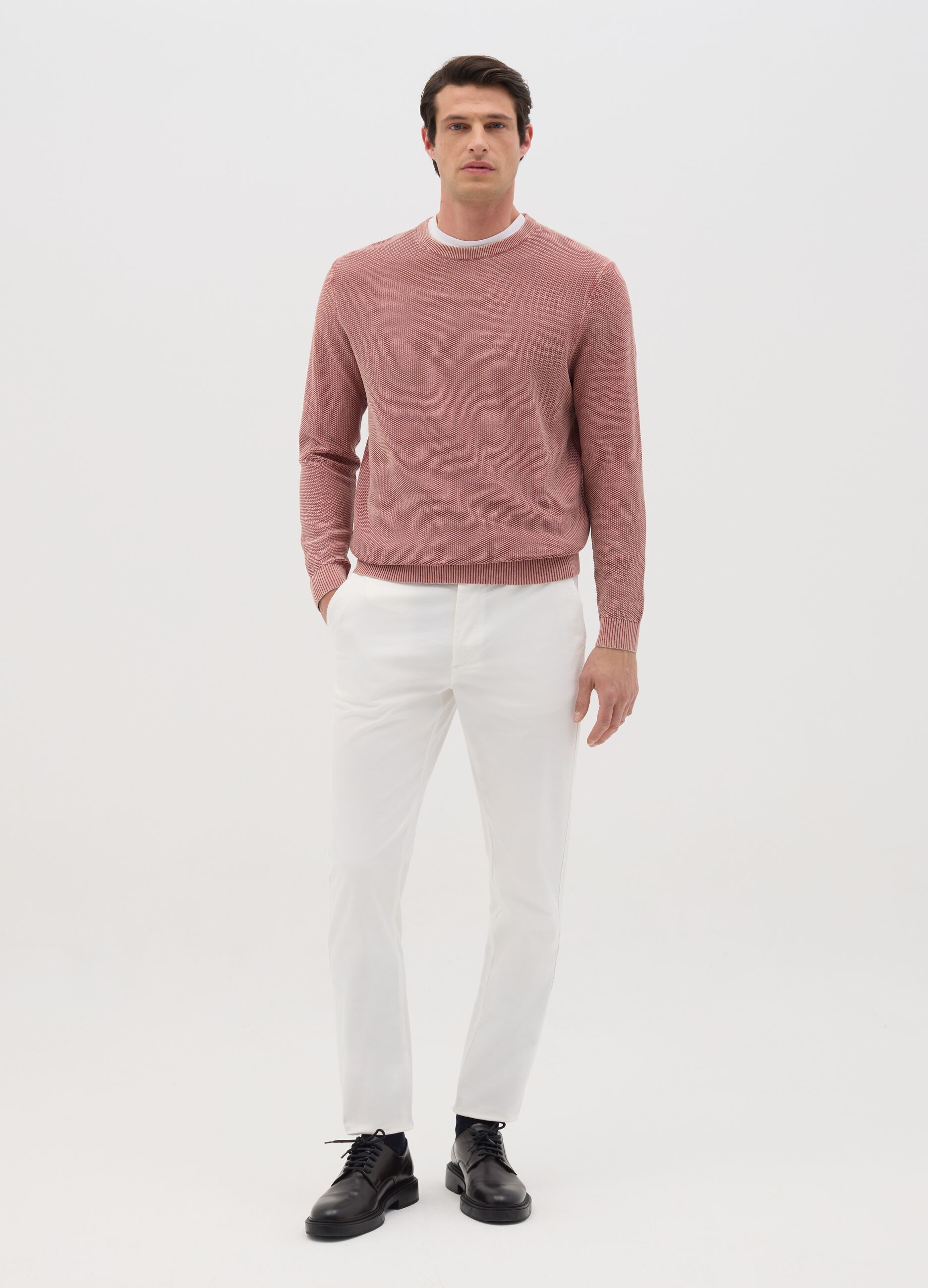 Men's regular fit pink pure cotton sweater