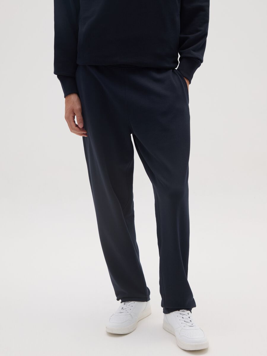 Black pure cotton trousers with oversized fit_1