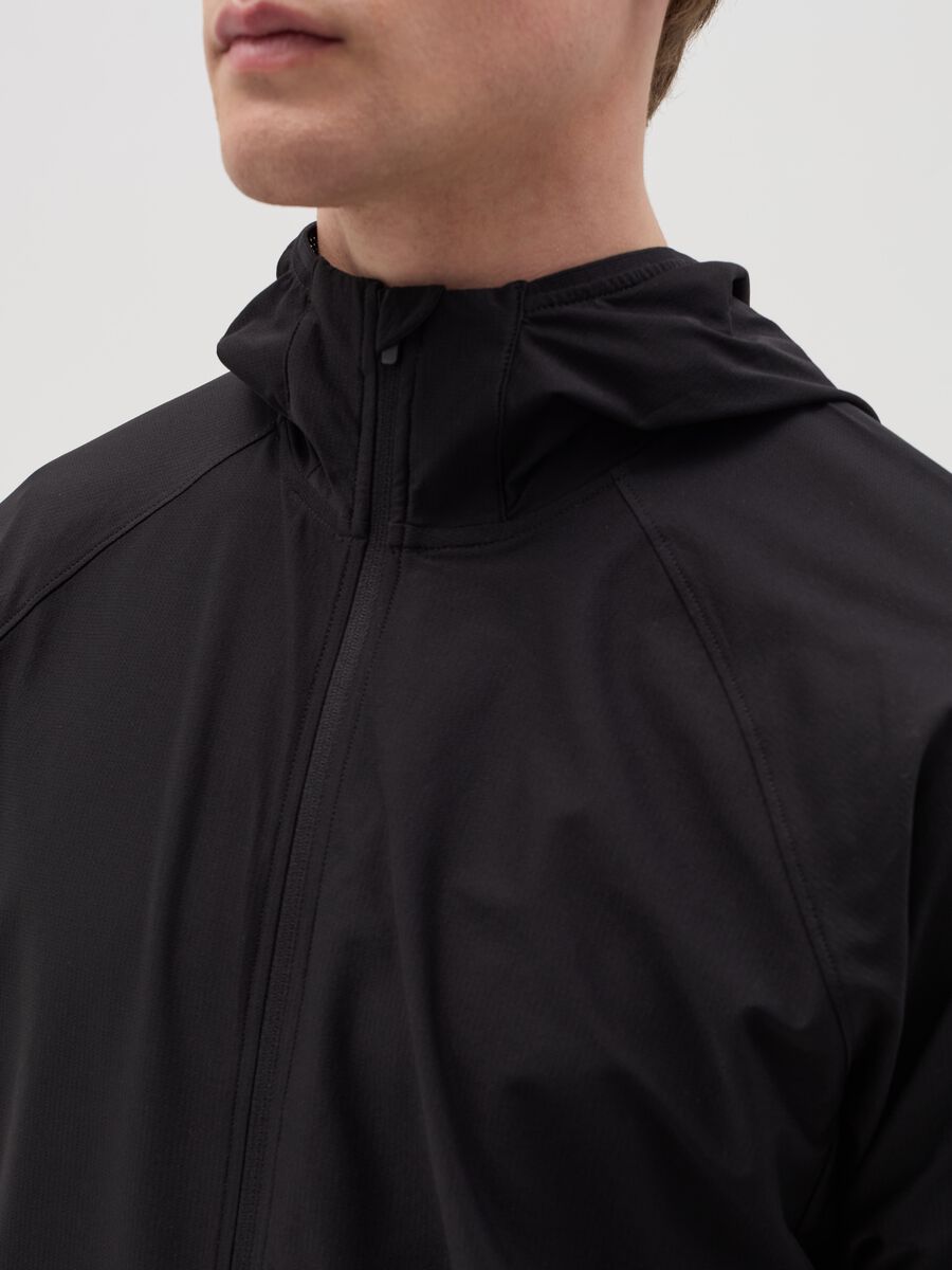 Full-zip sweatshirt in technical fabric with hood_3
