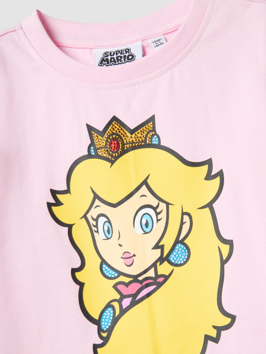 Set in cotone elasticizzato multicolor da bambina con stampa Peach_2