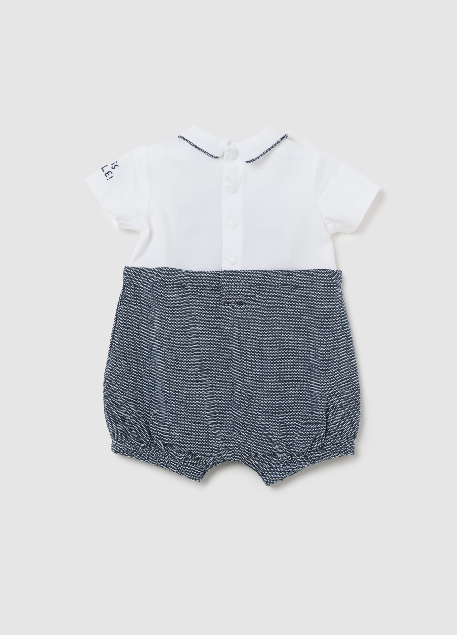 Grey jacquard romper with pointed collar