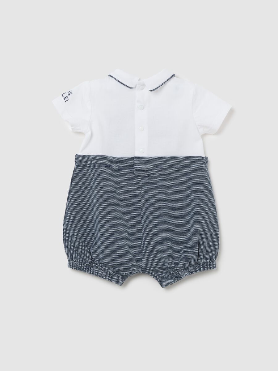 Grey jacquard romper with pointed collar_1