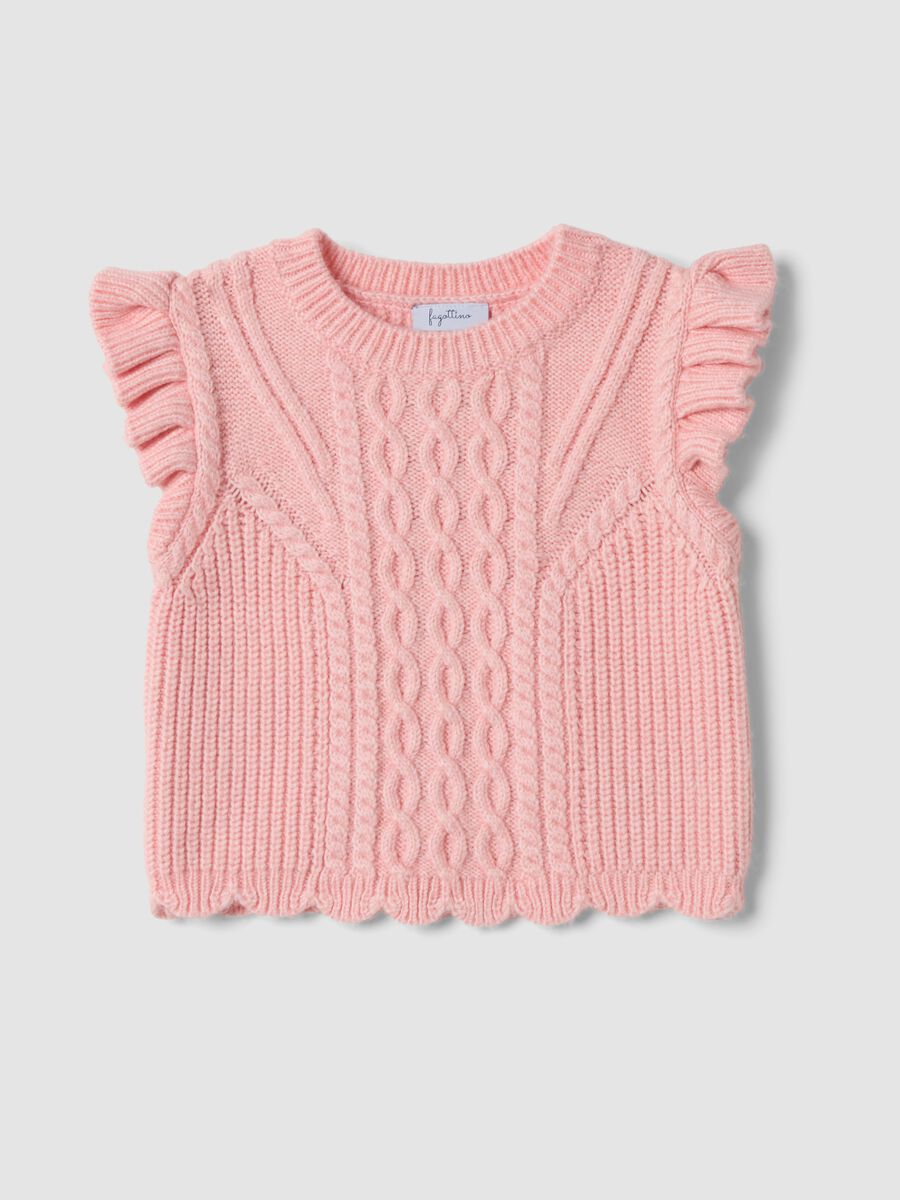 Light pink viscose-blend knitted crew-neck gilet_0