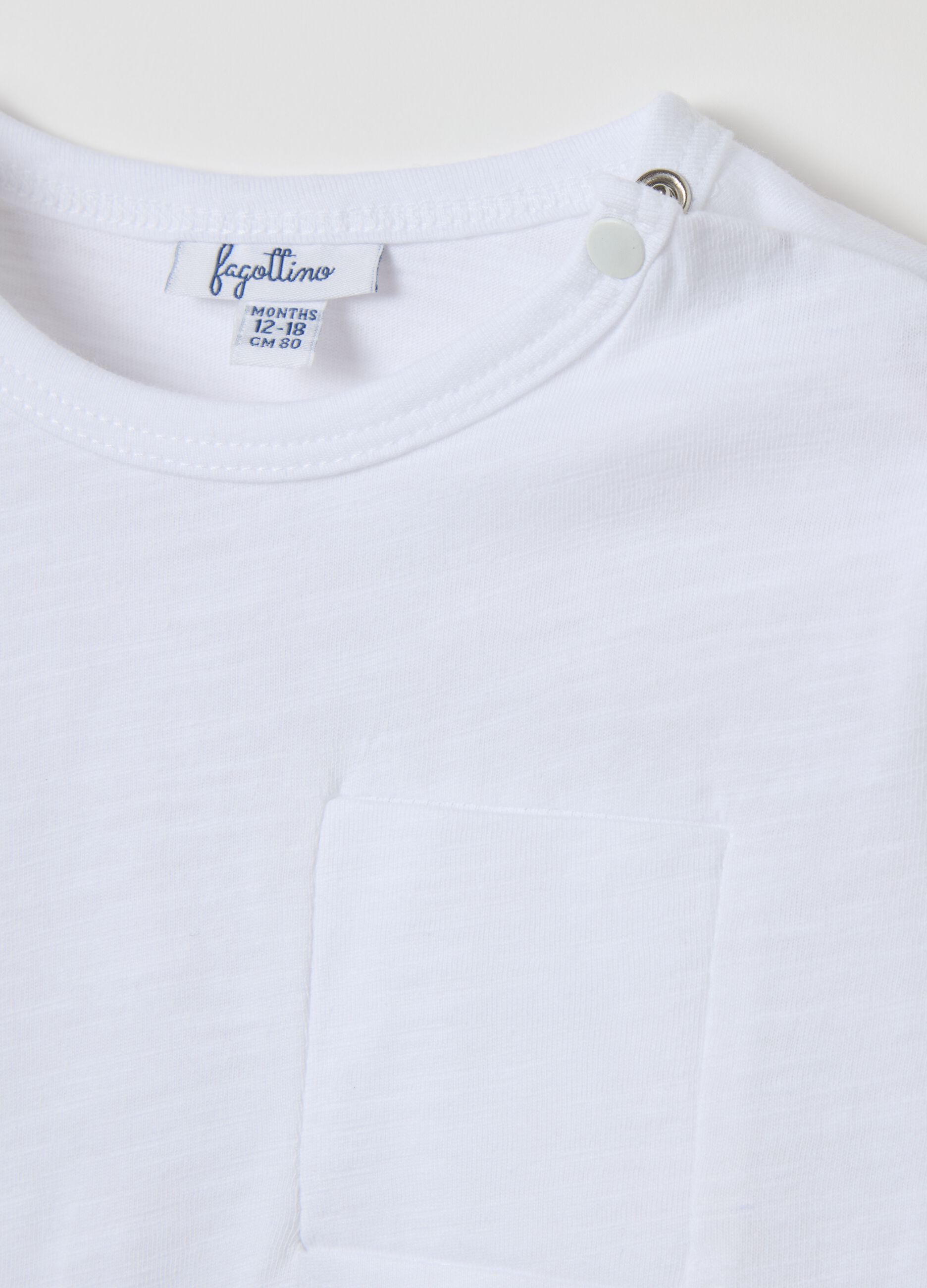 T-shirt maniche lunghe in cotone con tasca 