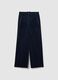 Blue ribbed regular fit stretch fabric trousers_4