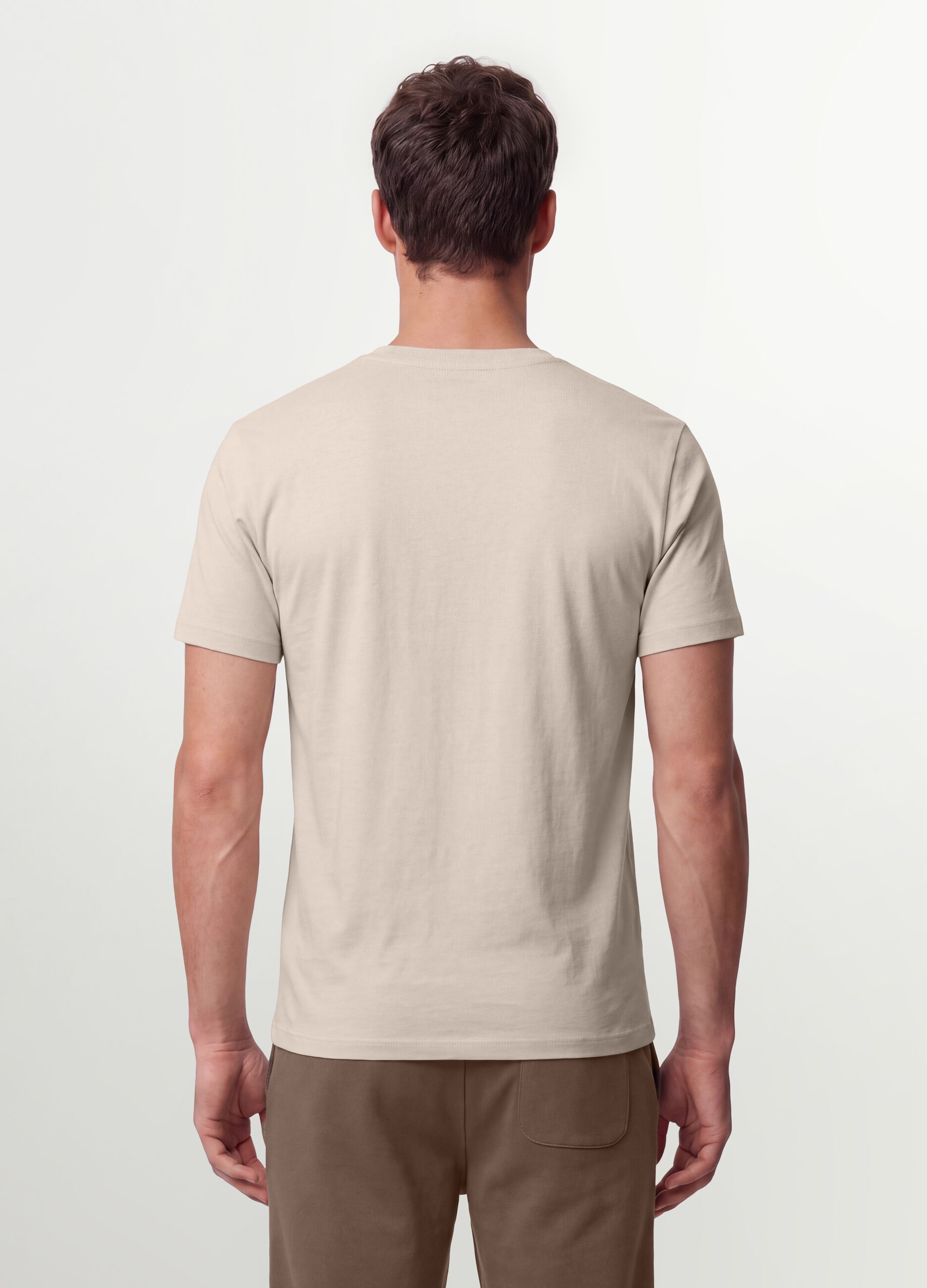 Beige organic cotton jersey T-shirt, regular fit
