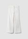 White Stretch Cotton Culotte Trousers for Girls_0