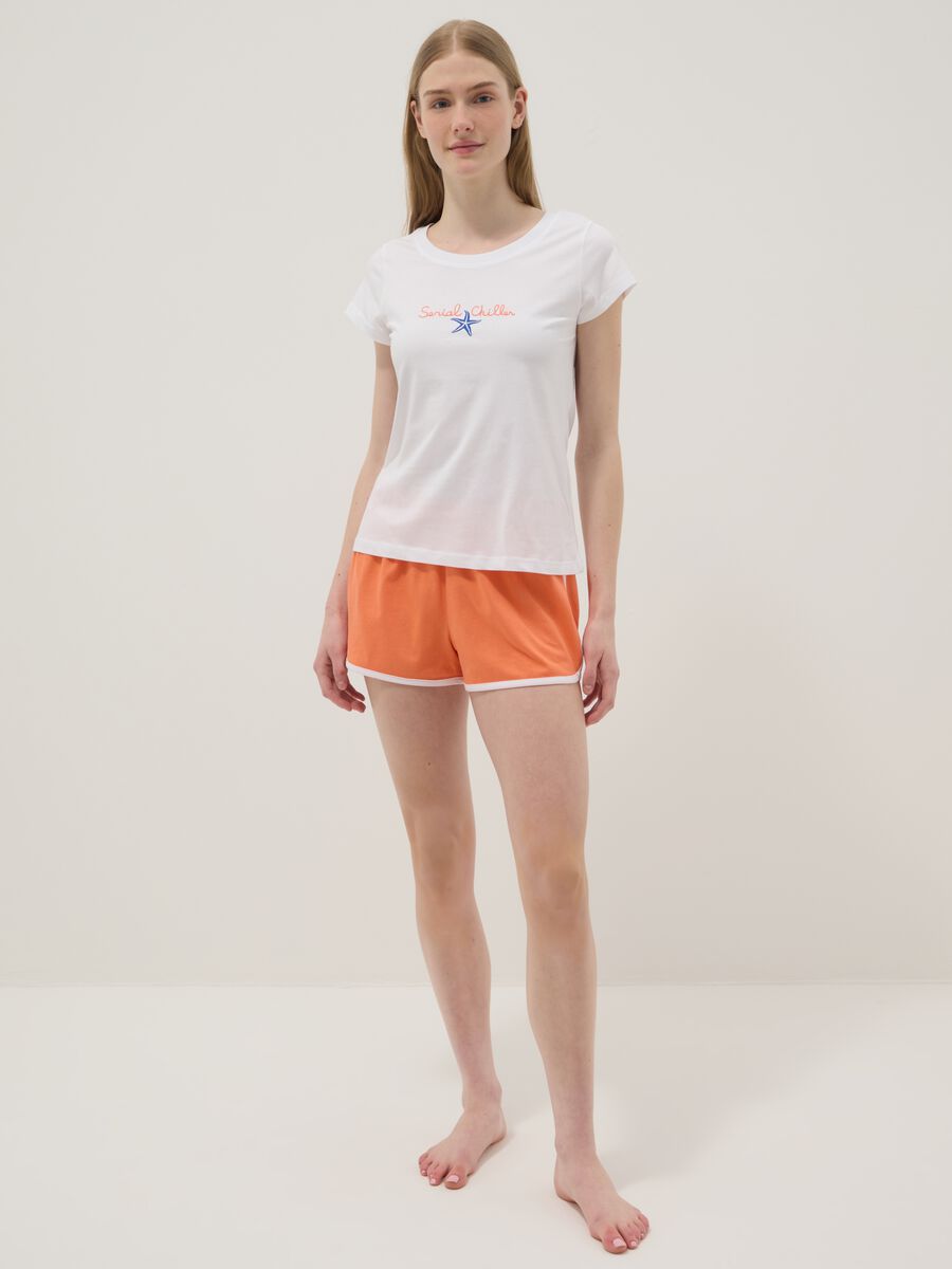 Orange pure cotton pyjama shorts, regular fit_0