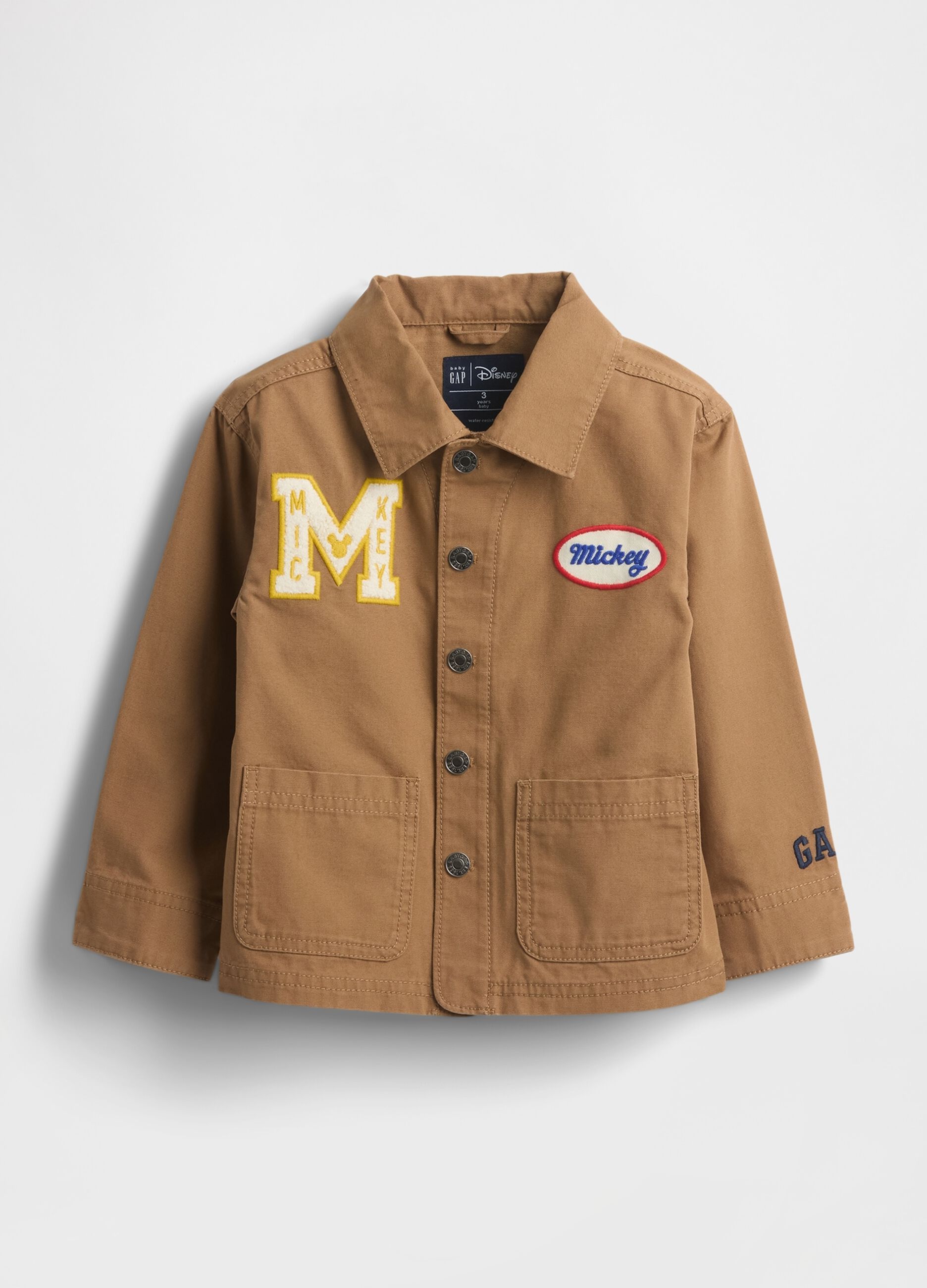 Giacca marrone in cotone con toppe Disney