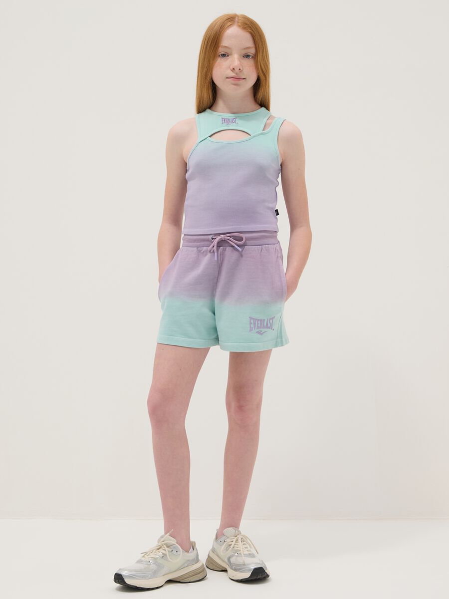 Purple pure-cotton gradient shorts for girls, relaxed fit_0