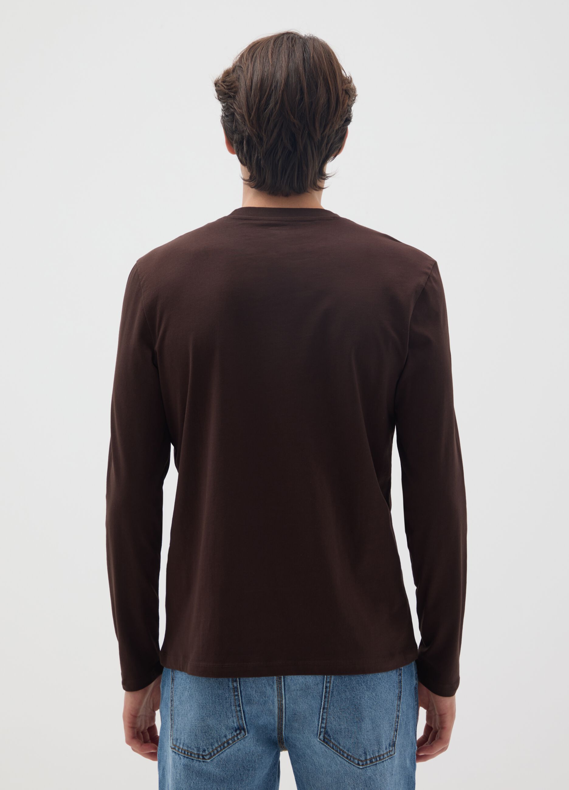 Maglia in puro cotone marrone regular fit