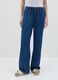 Blue relaxed-fit fluid trousers with denim effect_1
