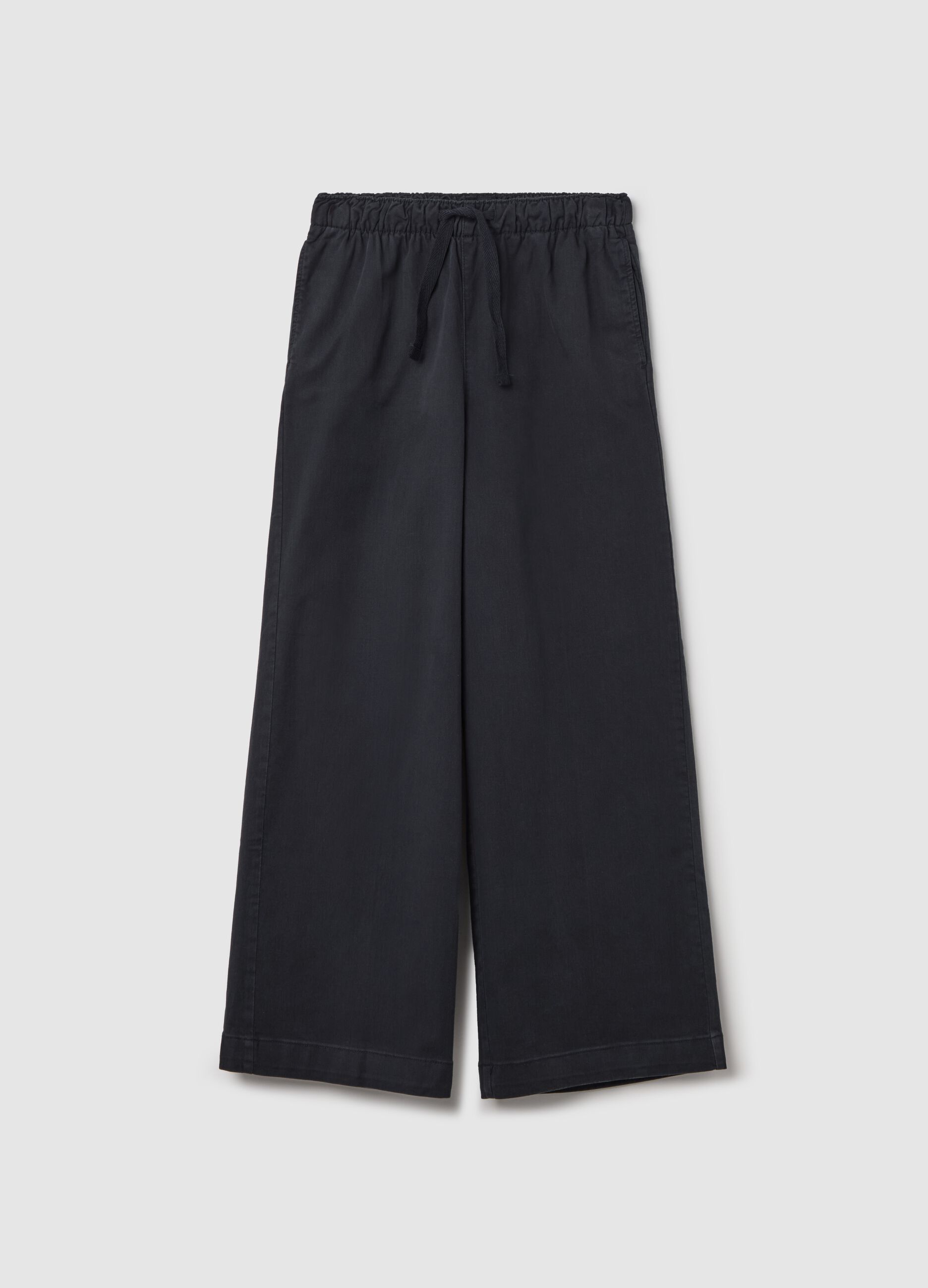 Wide-leg trousers in stretch cotton