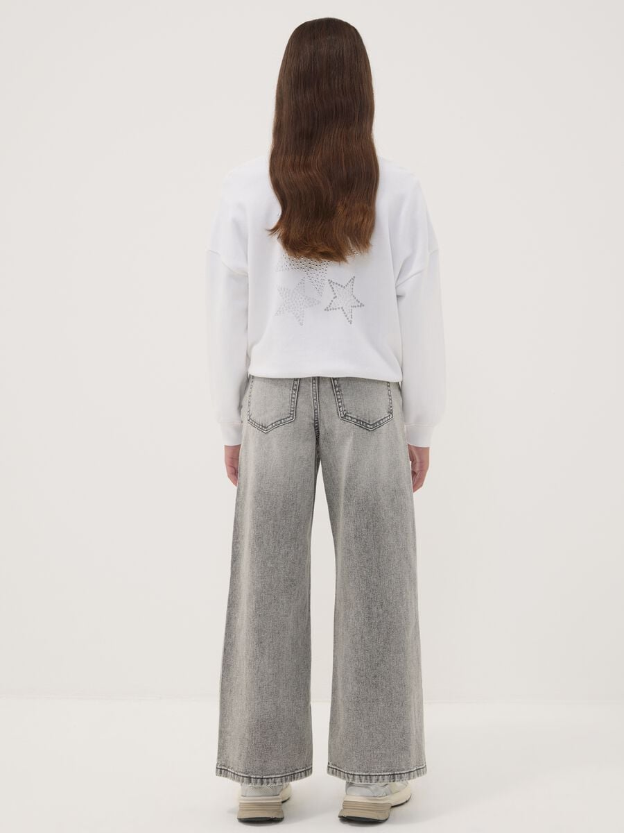 Girls&rsquo; grey wide-leg jeans in pure cotton_2