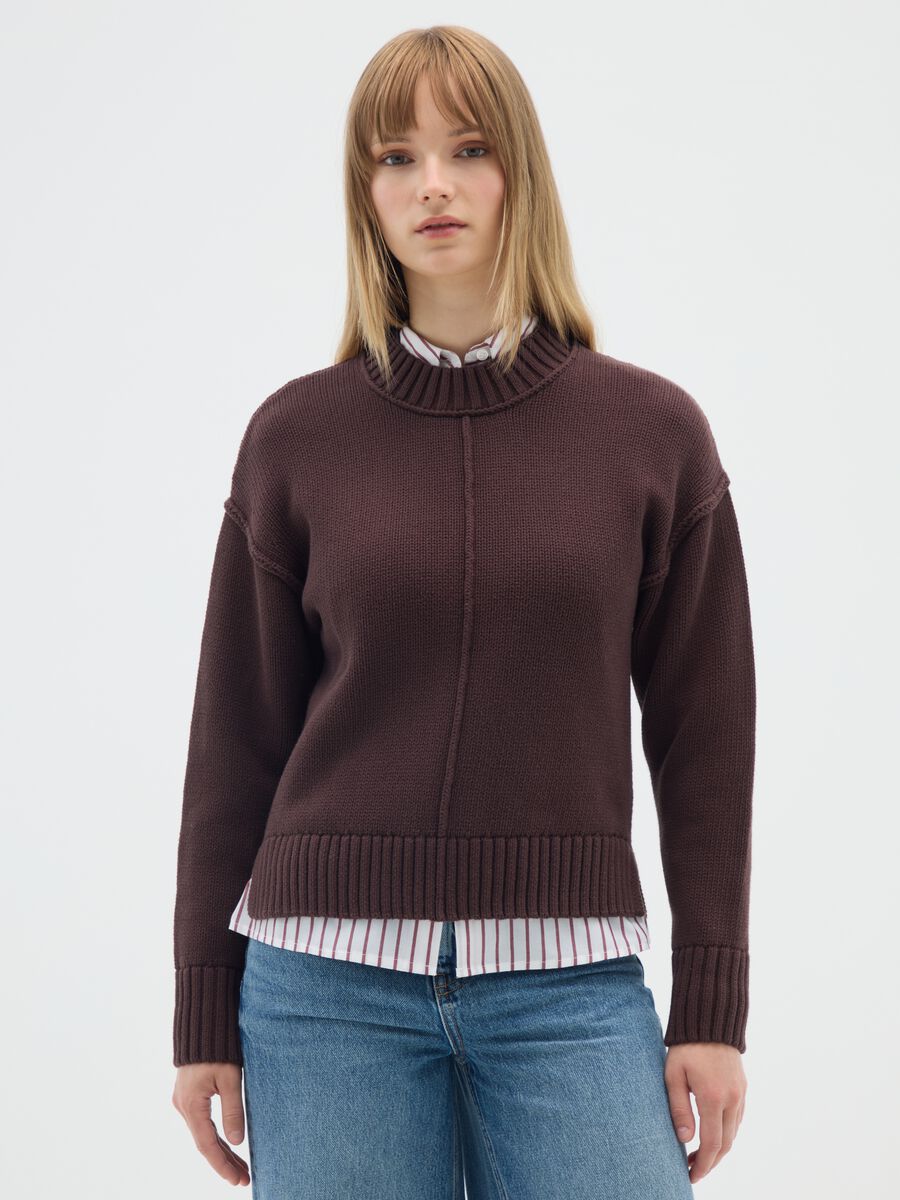 Brown pure cotton turtleneck jumper_0