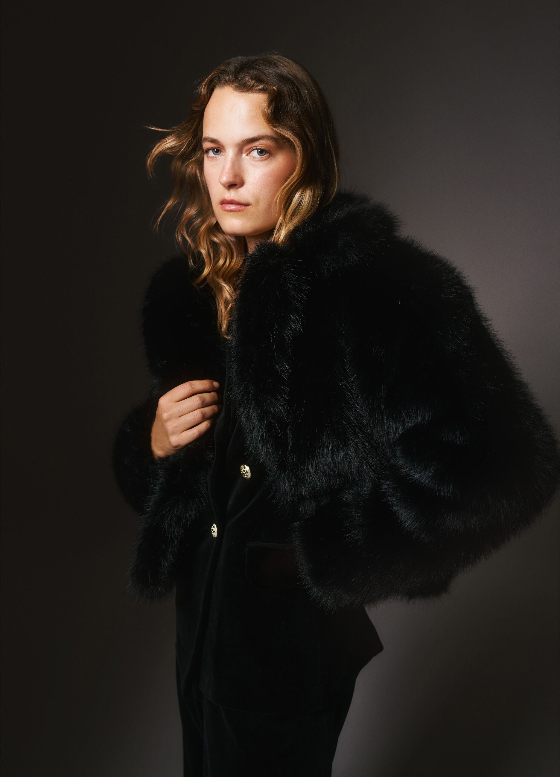 Soft black regular fit jacket