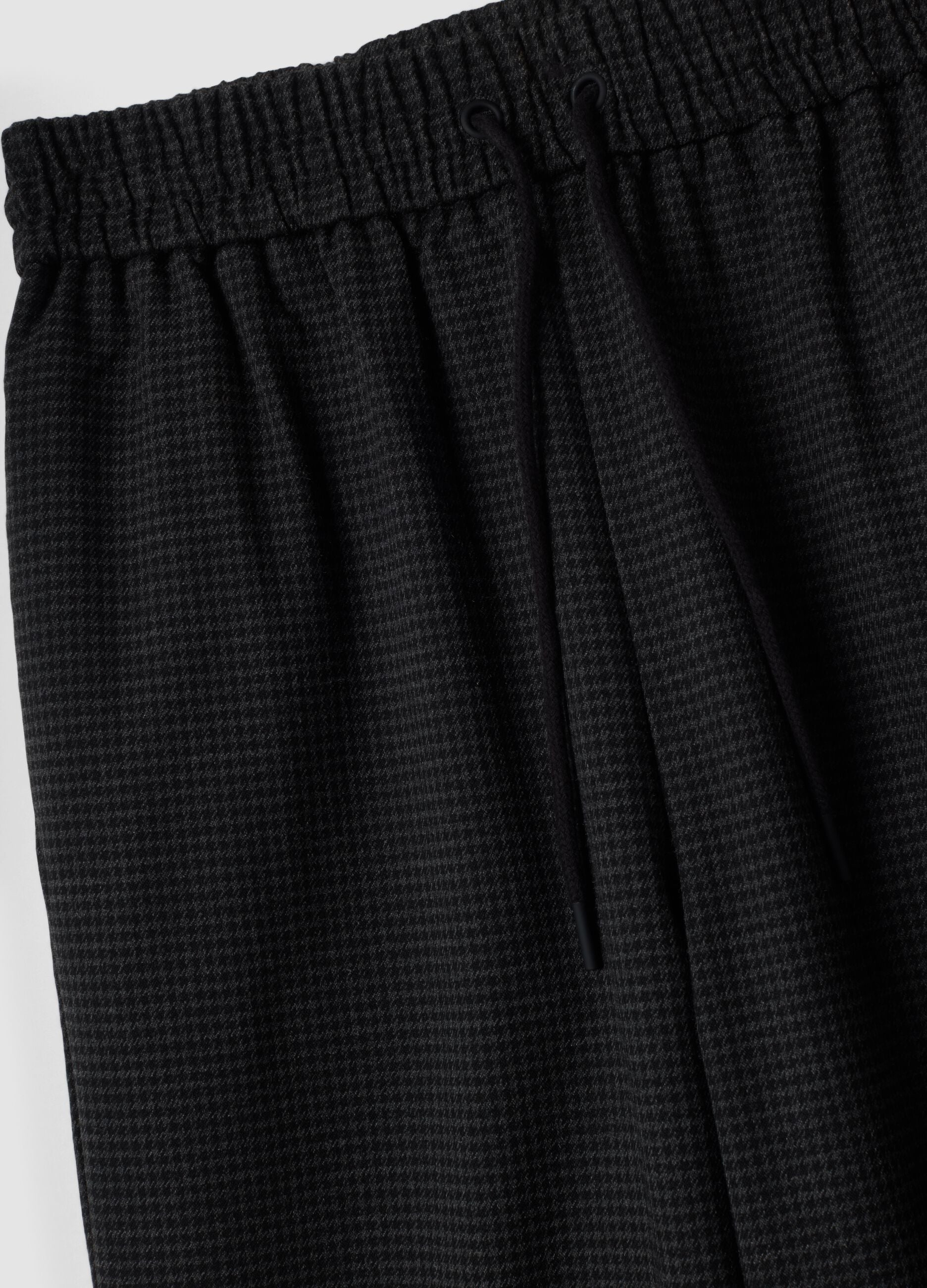 Black and grey stretch viscose-blend wide-leg joggers with pattern