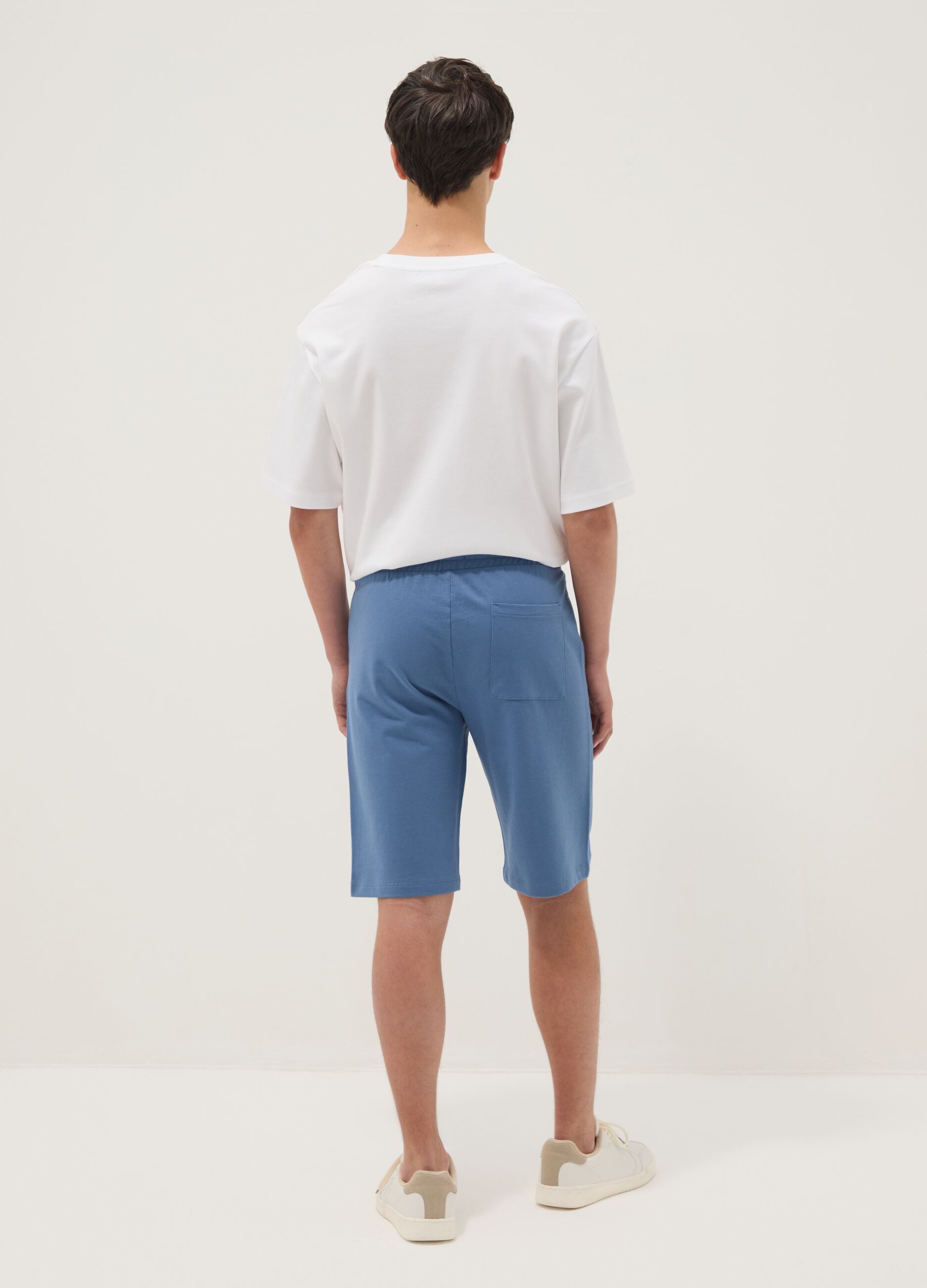 Boys' blue pure cotton shorts, regular fit with print