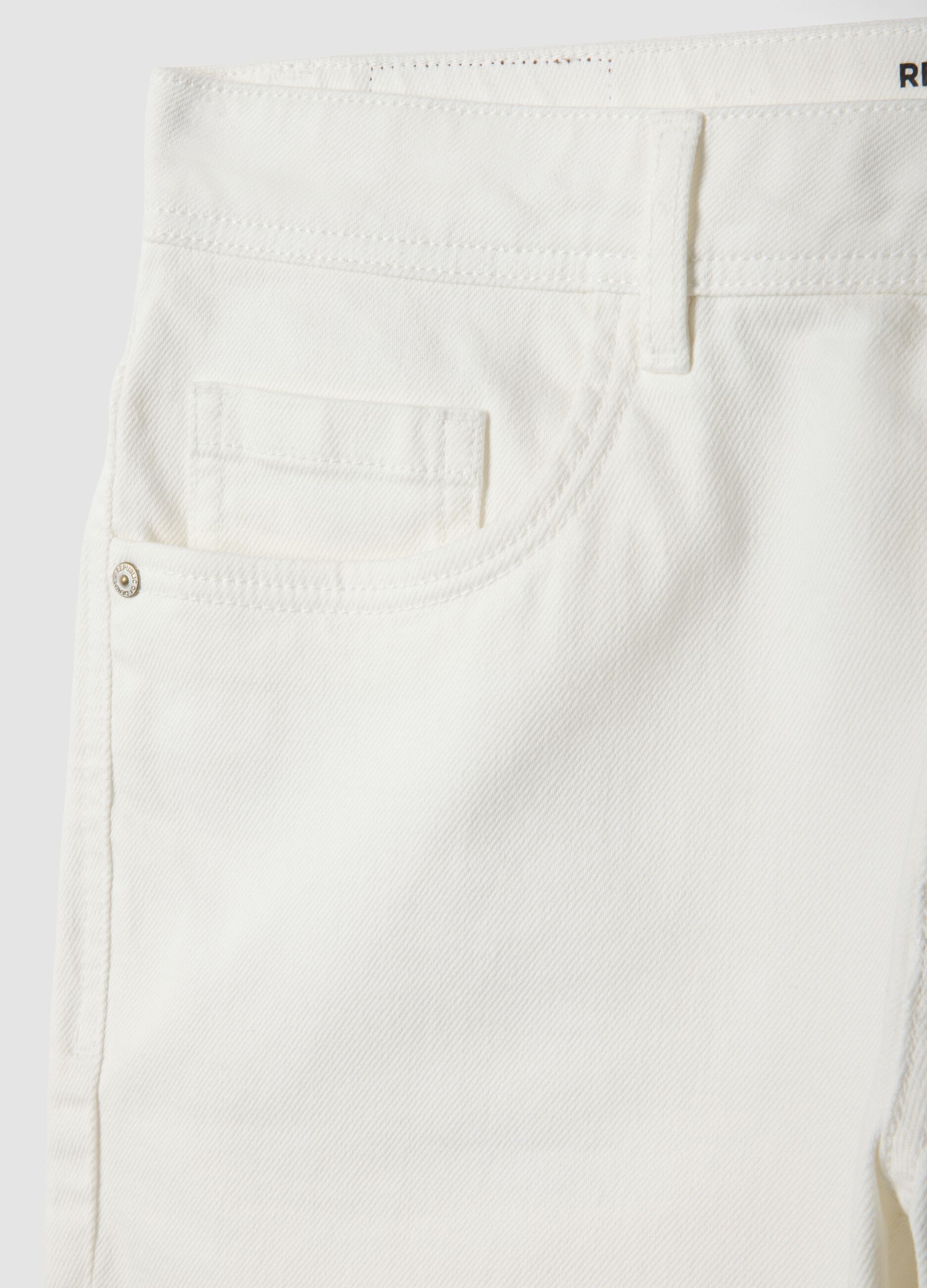White stretch-cotton denim shorts