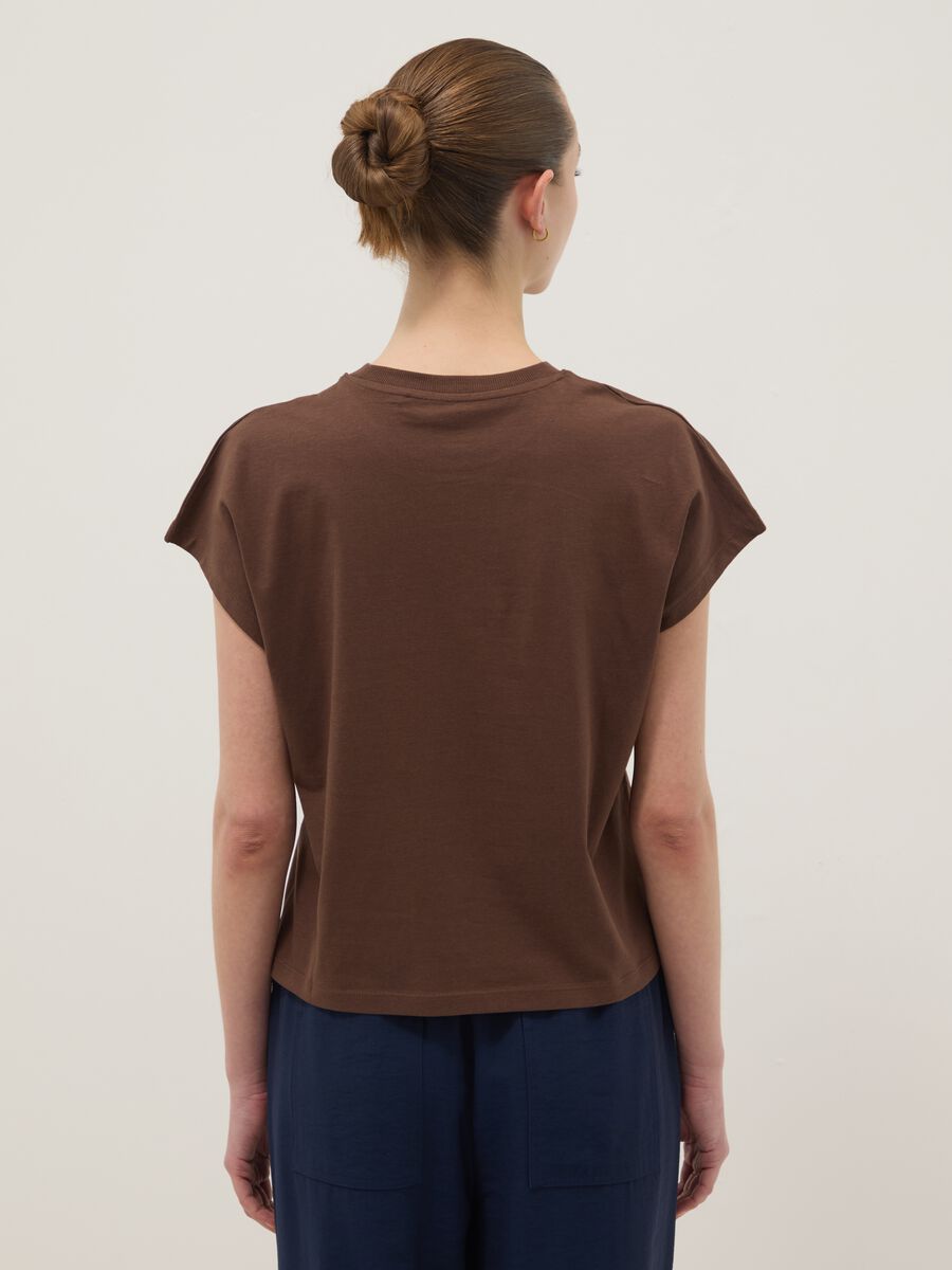 Brown fitted pure cotton short-sleeve T-shirt_3