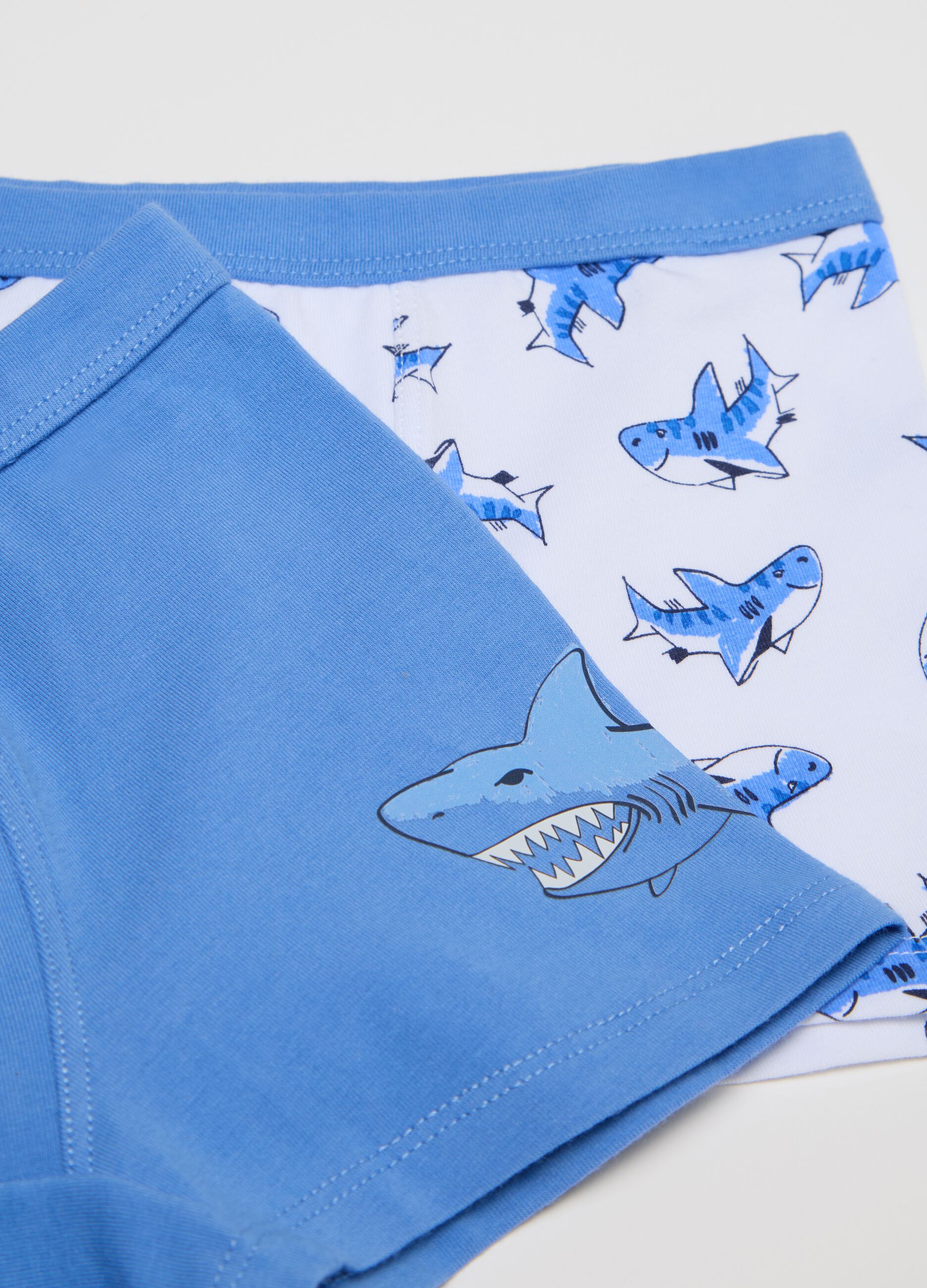 Tripack boxer bianco e azzurro con stampa