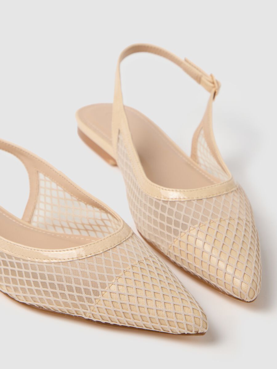 Ovs Beige Mesh Ballet Flats_2