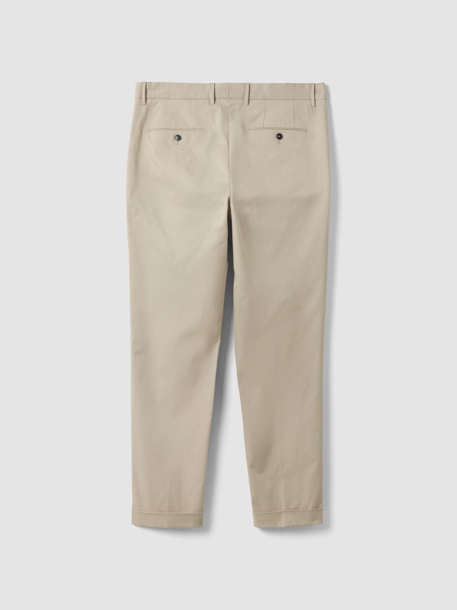 Pantaloni chino beige in twill di cotone elasticizzato regular fit_2