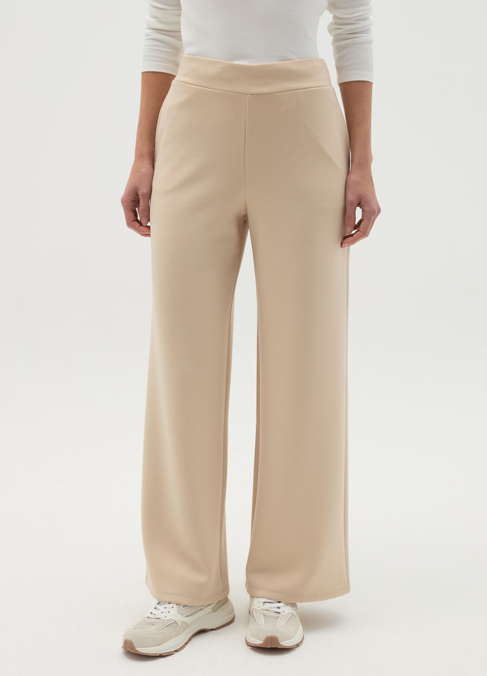 Pantalone a gamba larga tinta unita