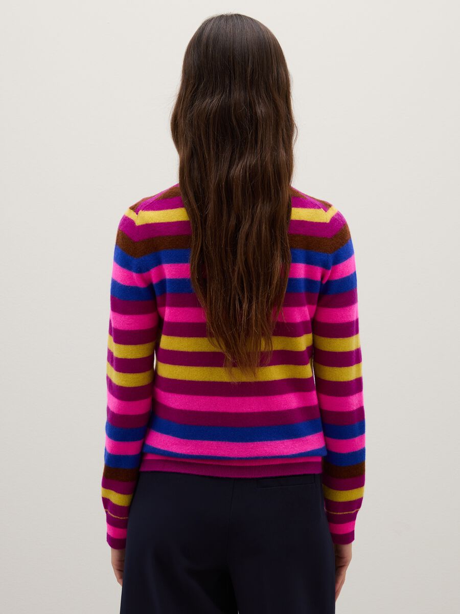 Maglione a righe multicolor in pura lana_2