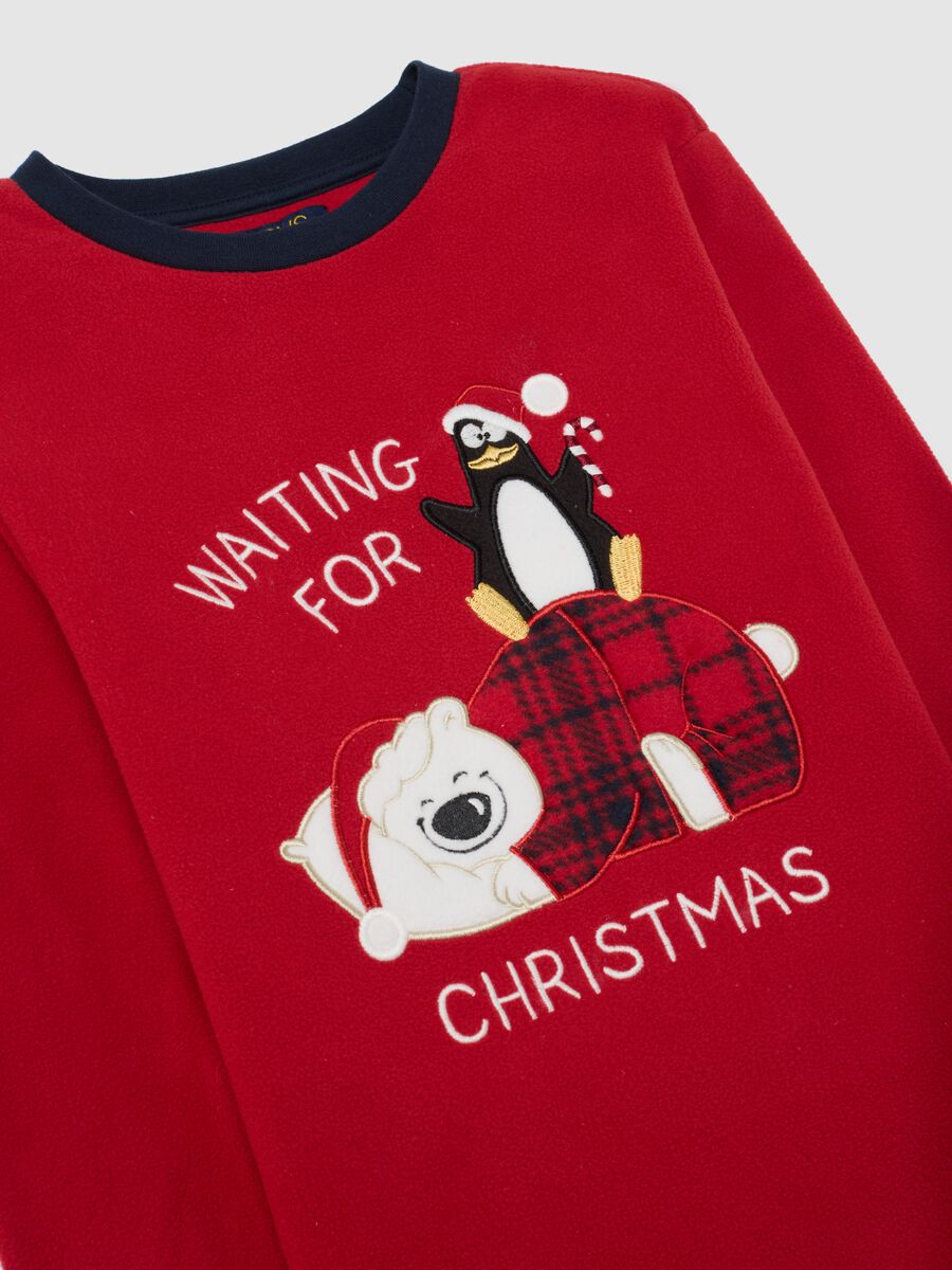 Children's red fleece Christmas pyjamas regular fit_2