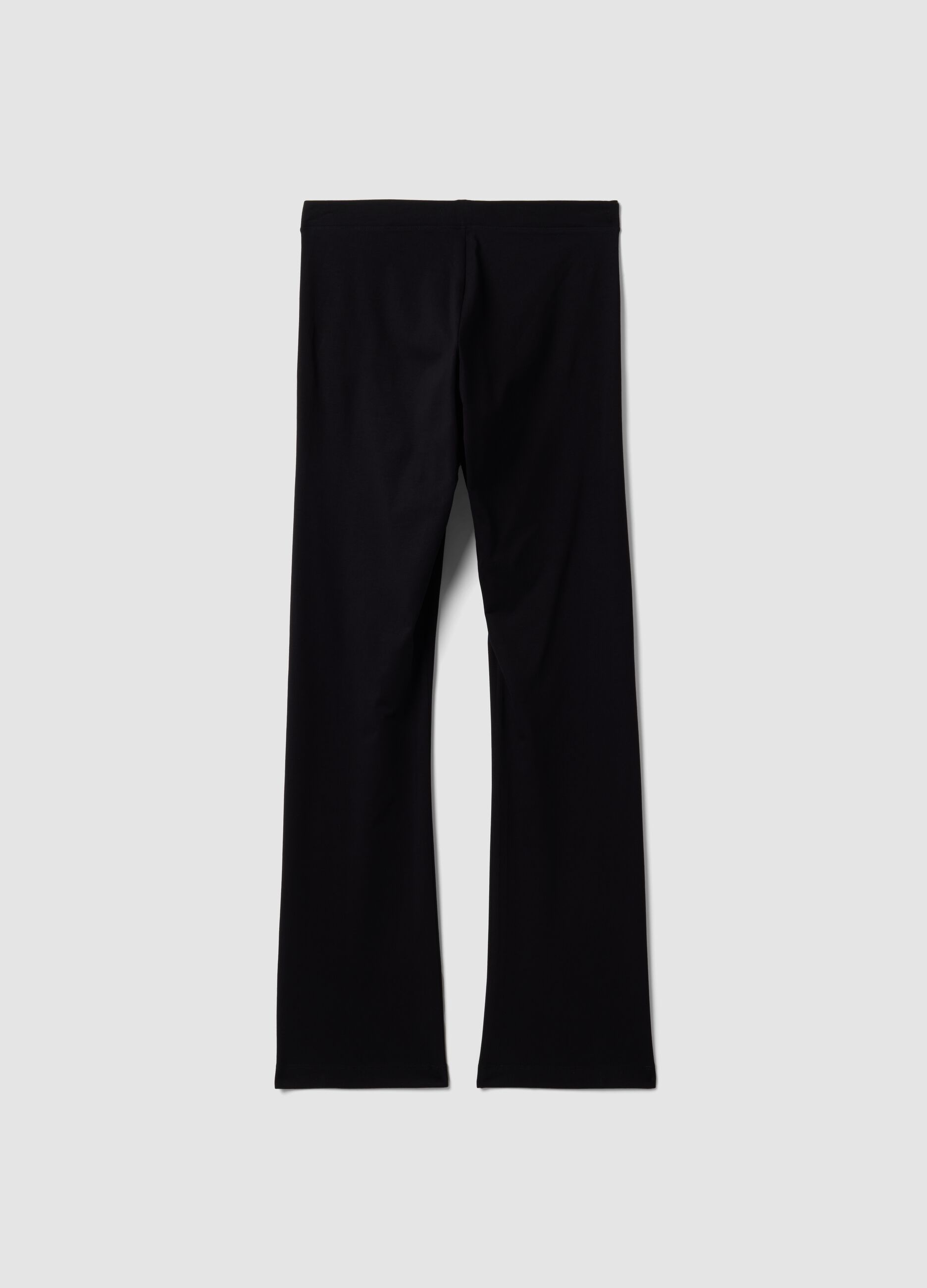 Black flared leggings in stretch cotton