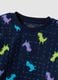 Blue regular-fit fleece pyjamas with crew neck and dinosaur print_2