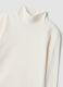 White pure organic cotton T-shirt with mock neck_5