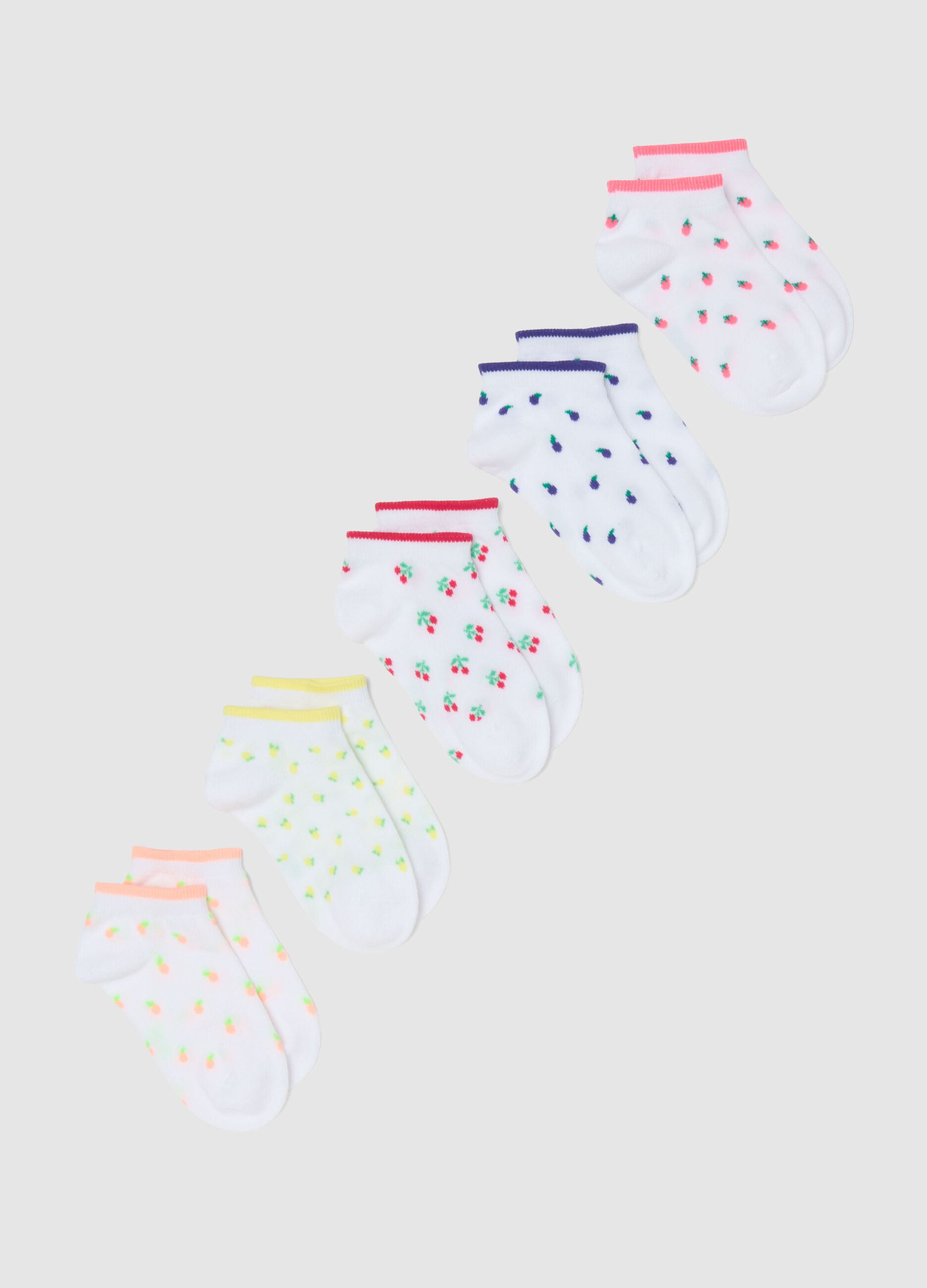 Girls' Multicolor Cotton Blend Fruit Socks Multipack