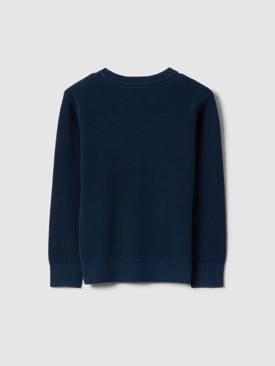 Children's regular fit blue crew neck pure cotton jumper_1