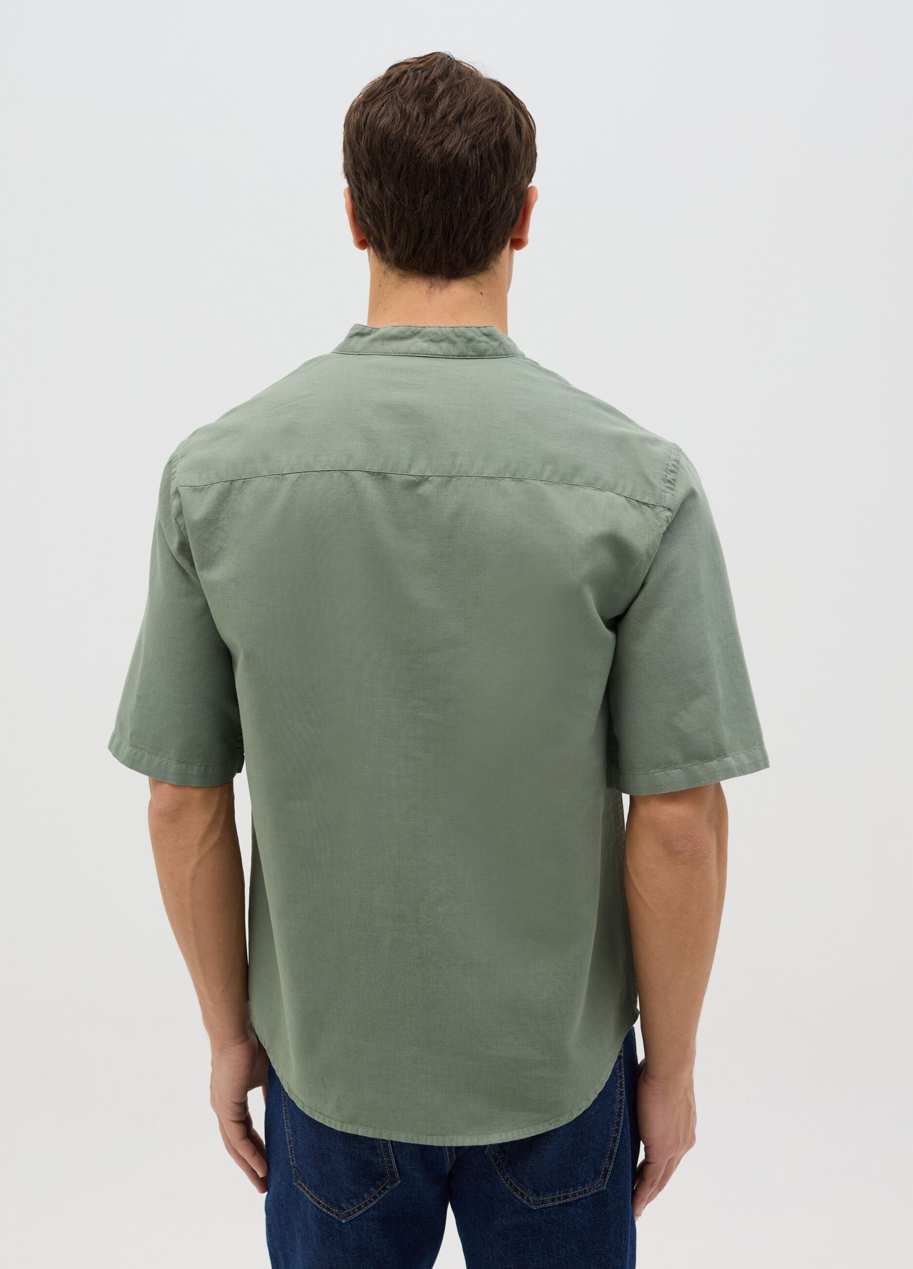 Green cotton and linen shirt by Ovs