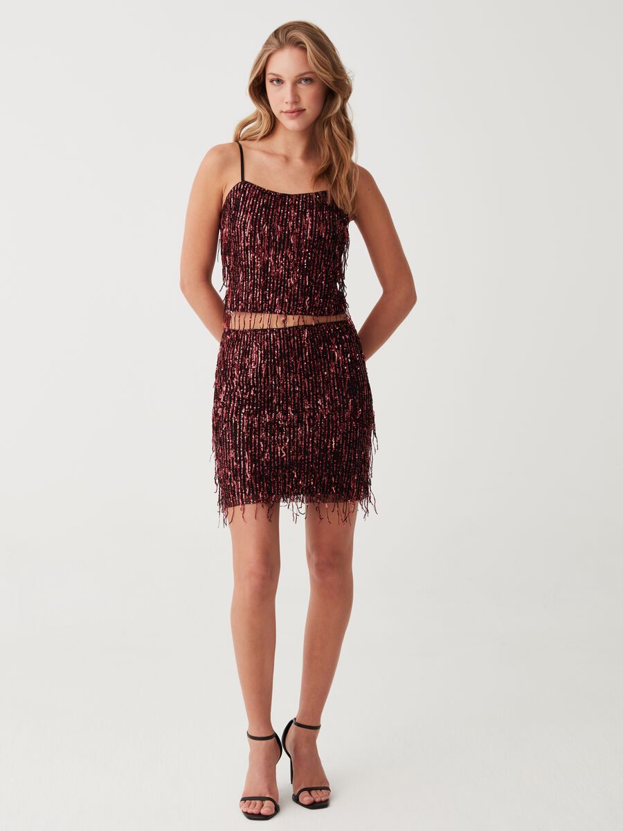 Crop top con frange in paillettes_1
