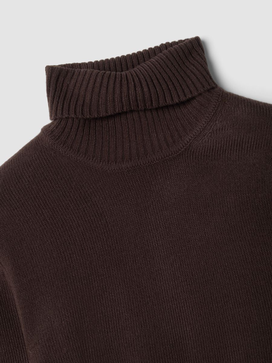 Maglia marrone a dolcevita regular fit in jersey knit_1