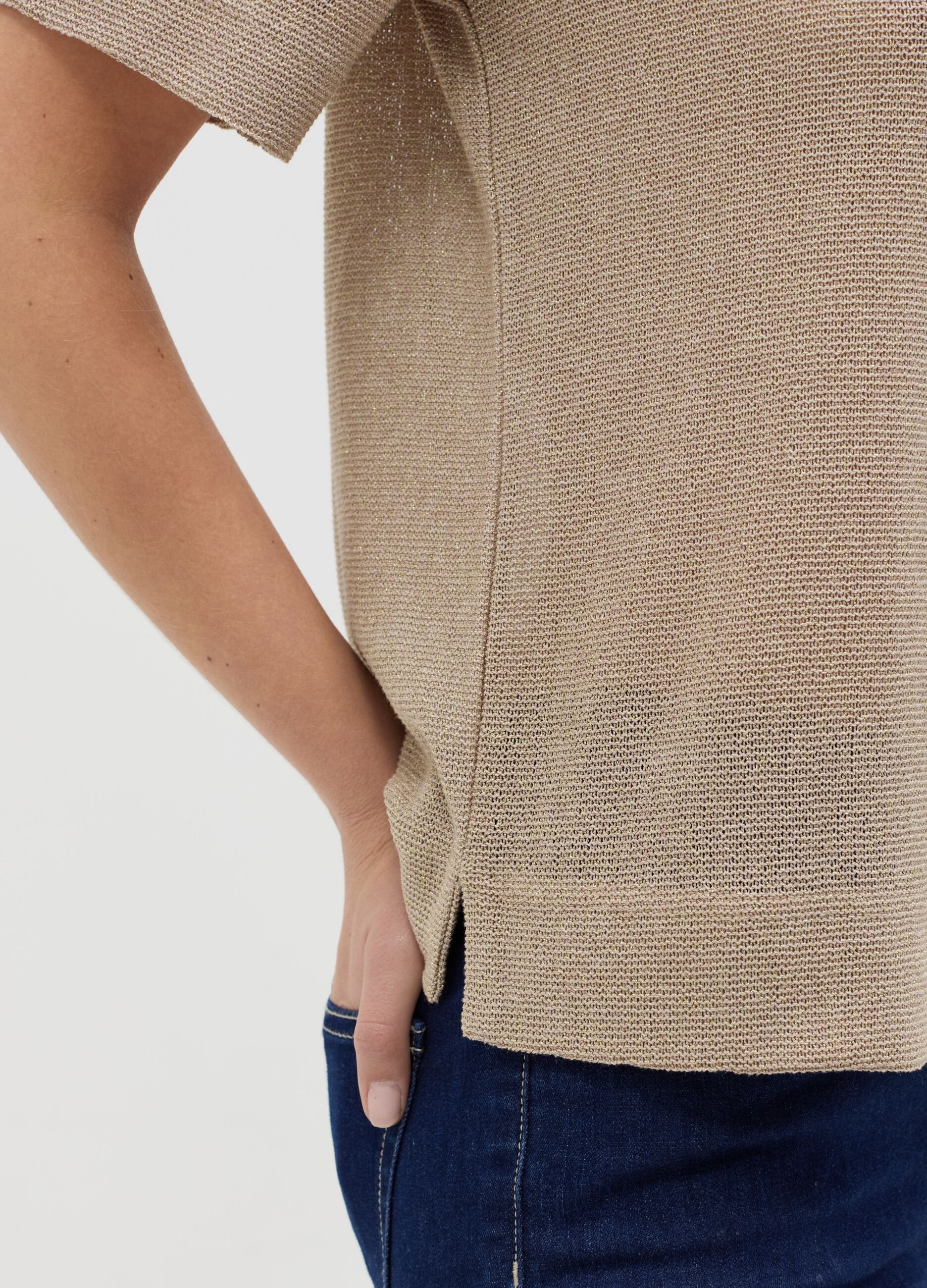 Lurex T-shirt with splits