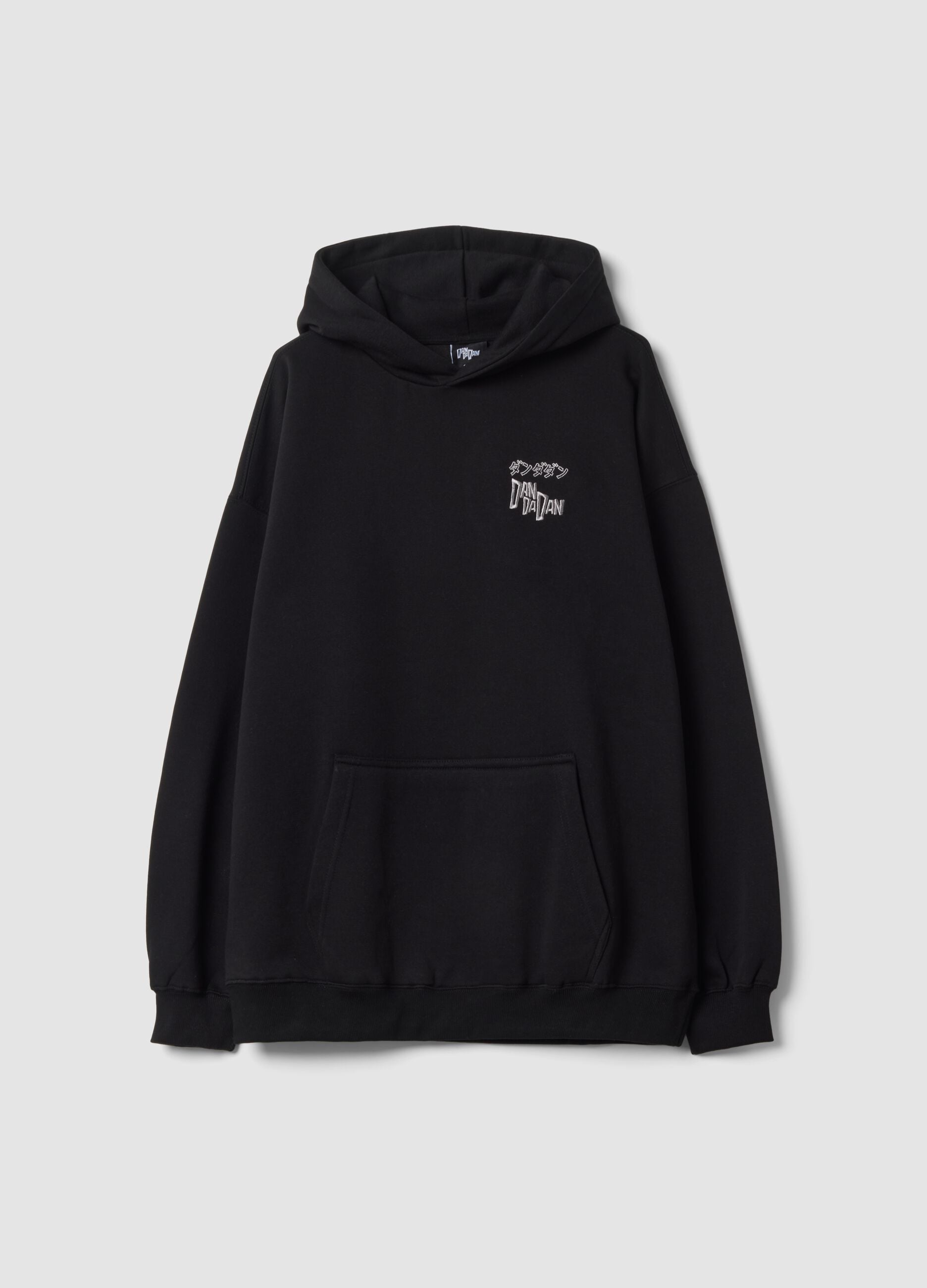 Black cotton-blend hoodie with Dan and Dan print