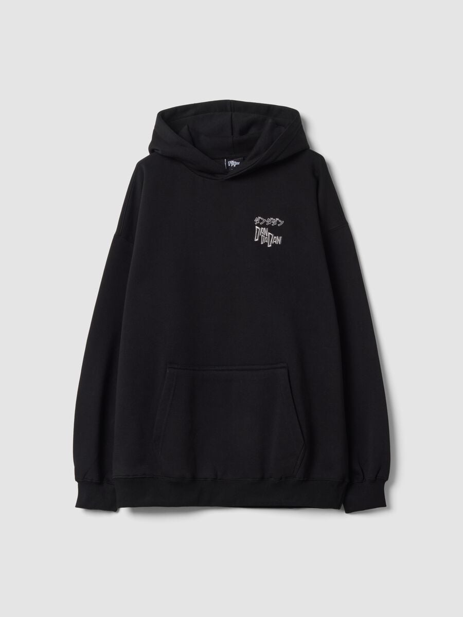 Black cotton-blend hoodie with Dan and Dan print_0