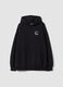 Black cotton-blend hoodie with Dan and Dan print_0