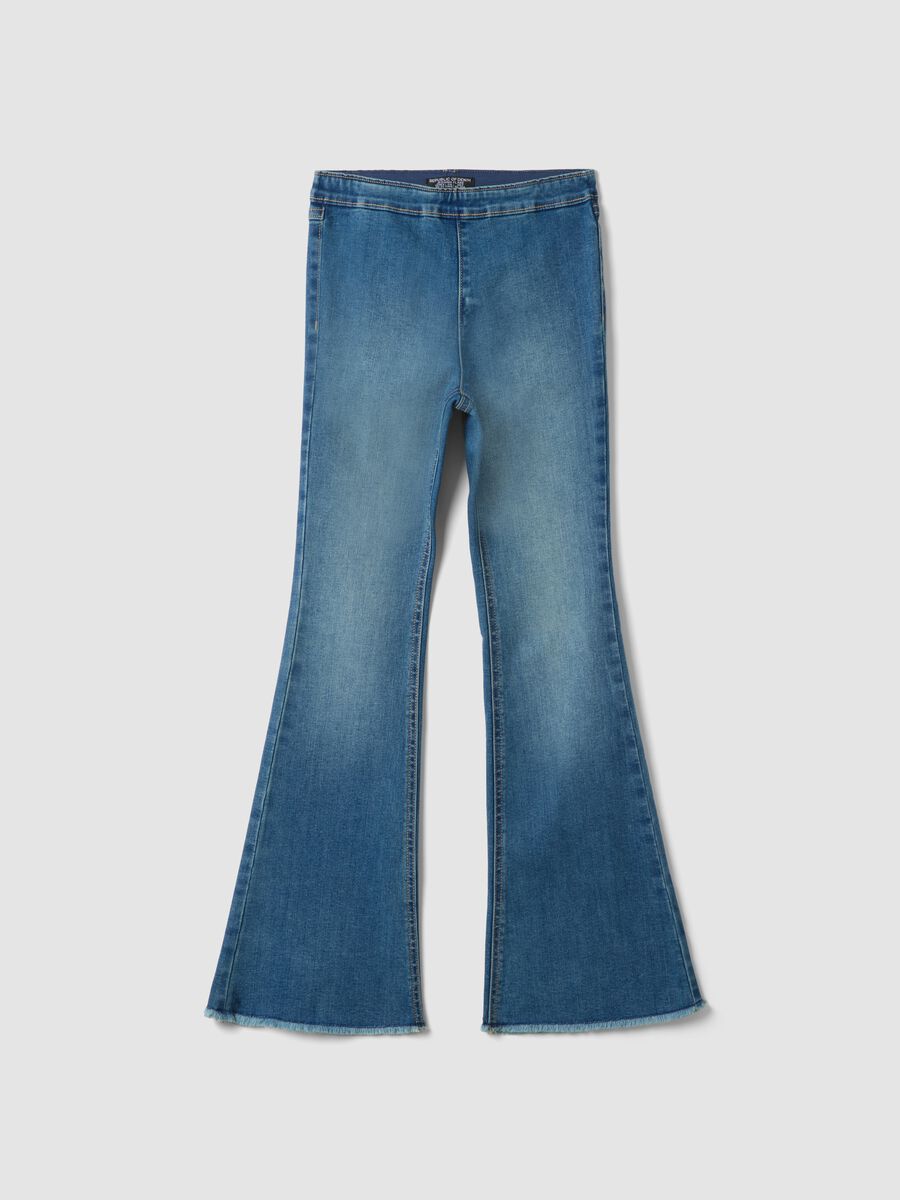 Jeggings blu flare in cotone e viscosa elasticizzata per ragazza_3