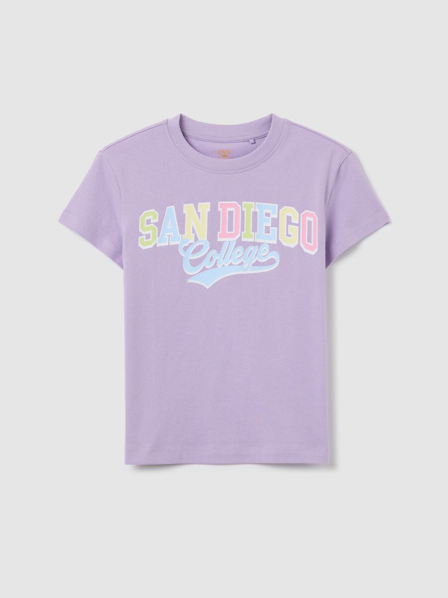T-shirt da ragazza in puro cotone viola regular fit_3