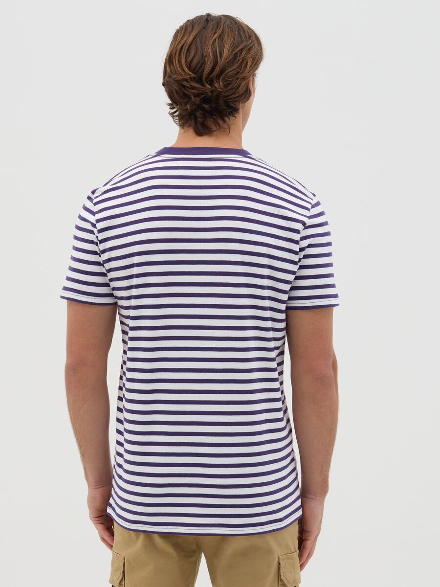 Blue and white striped T-shirt with logo_2