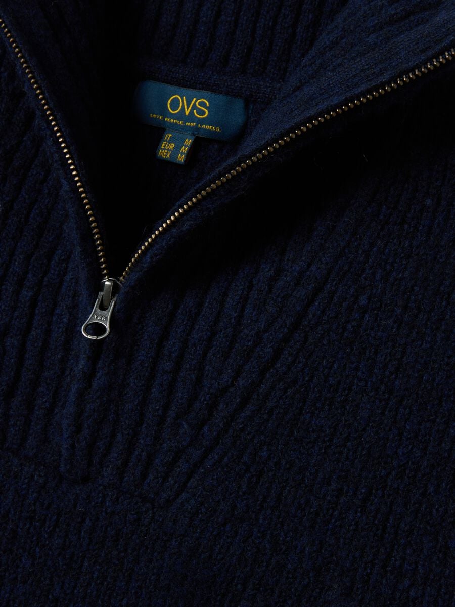 Half zip blu navy in lana elasticizzata regular fit_1