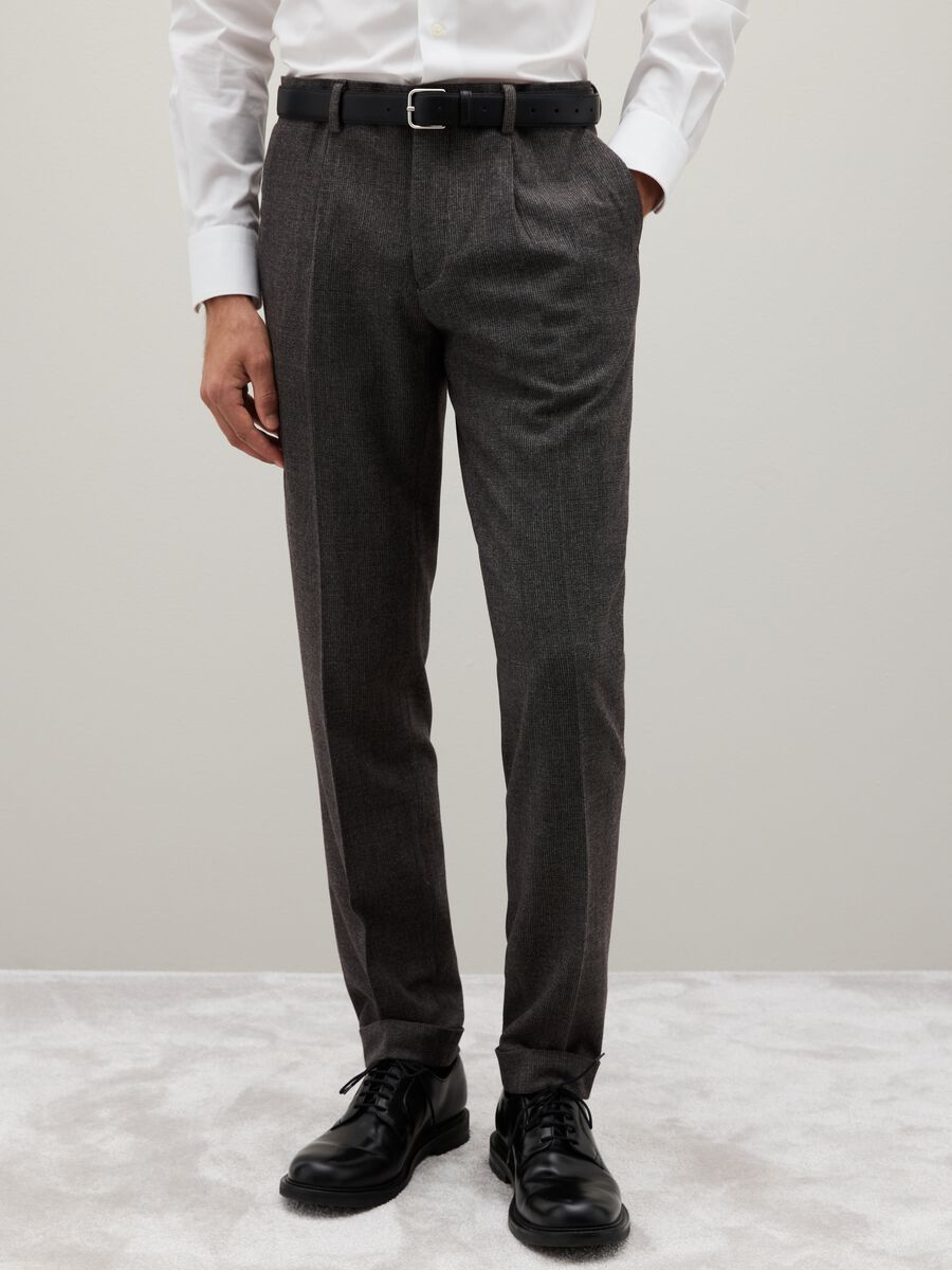 Pantaloni in tessuto elasticizzato grigi slim fit_1