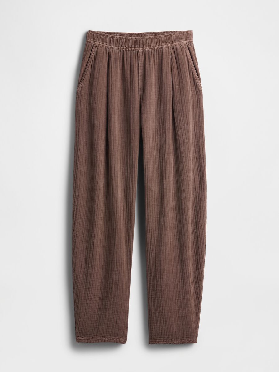 Pantalone in puro cotone marrone_7