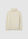 White High Neck Regular Fit Knitted Pullover for Kids_0